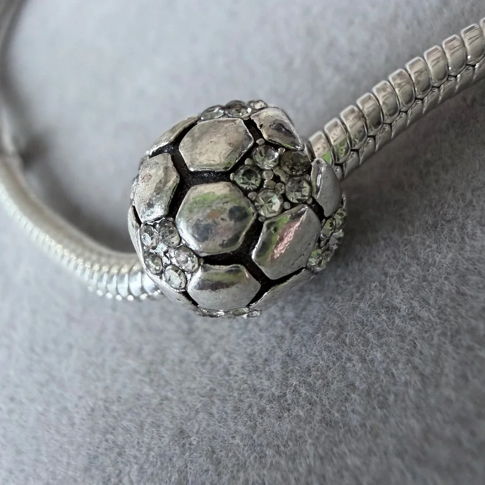 Soccer Ball Crystal Bead‎ Charm fits PANDORA
